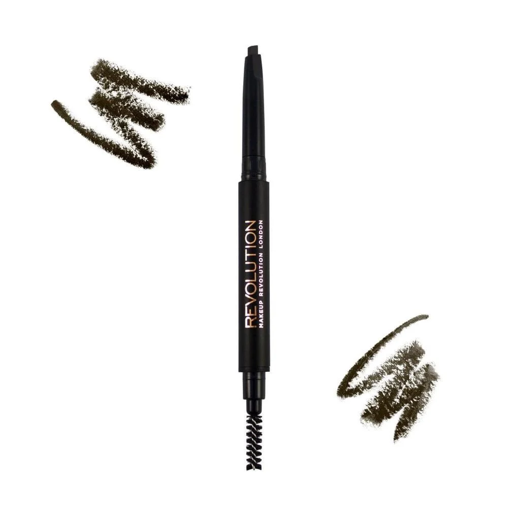 Revolution Eyebrow Pencil Duo Brow Definer Dark Brown